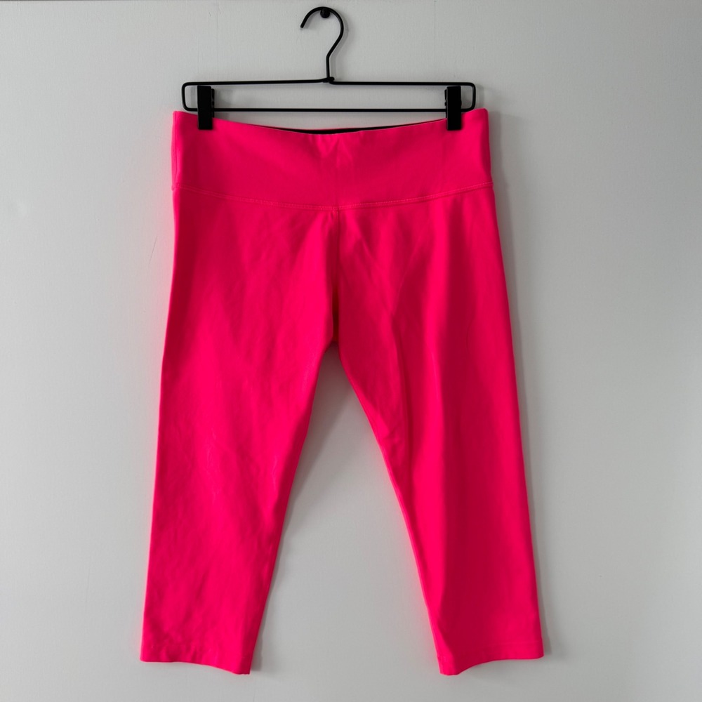 Lululemon Wunder Under Crop Leggings Neon Pink Luon Yoga Pants Size 10
